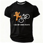 Gingerbread Biking Cookie Own Stunts Funny Christmas Graphic Tee