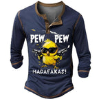 Old Man Chick Funny Vintage Long Sleeve Graphic Henley