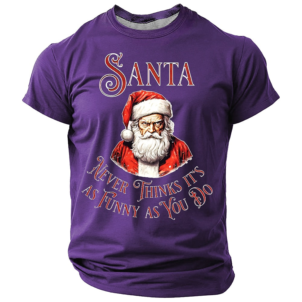 Santa Claus Holiday Christmas Quote Casual Short Sleeve Tee