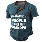 My Favorite People Call Me Grandpa Graphic Henley Shirt