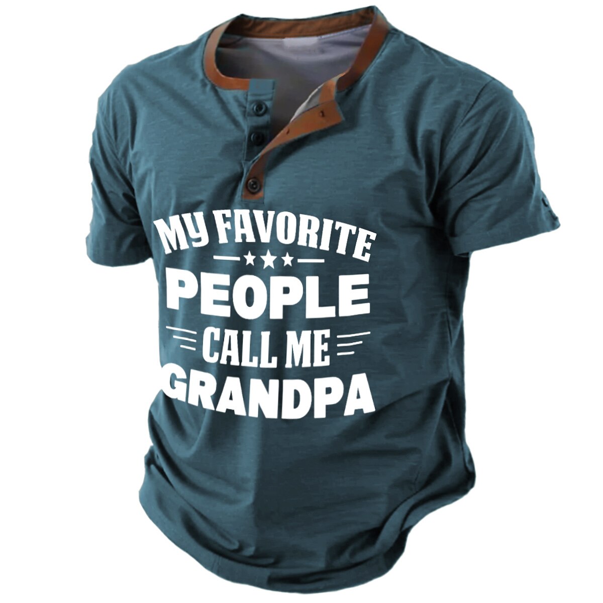 My Favorite People Call Me Grandpa Graphic Henley Shirt