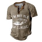 Not Old Classic Car Funny Vintage Graphic Henley Tee