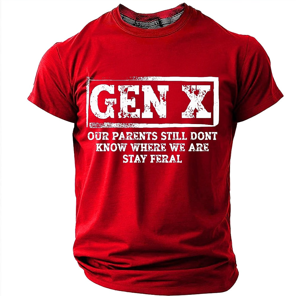 Vintage Stay Feral Gen X Humor Quote Tee