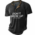Funny Slang Old Man Casual Henley Graphic Print Tee