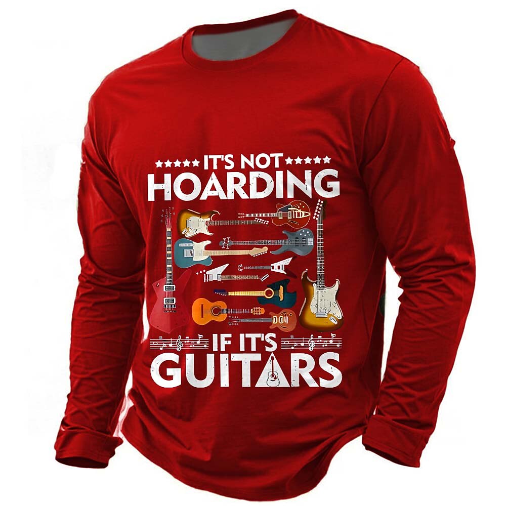 Funny Guitar Music Slang Graphic Casual Long Sleeve Tee