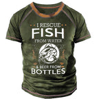 I Rescue Fish And Beer Funny Fishing Graphic Tee
