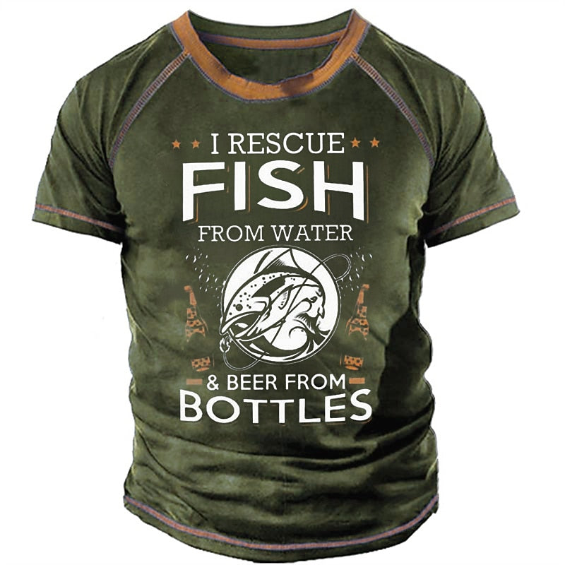 I Rescue Fish And Beer Funny Fishing Graphic Tee