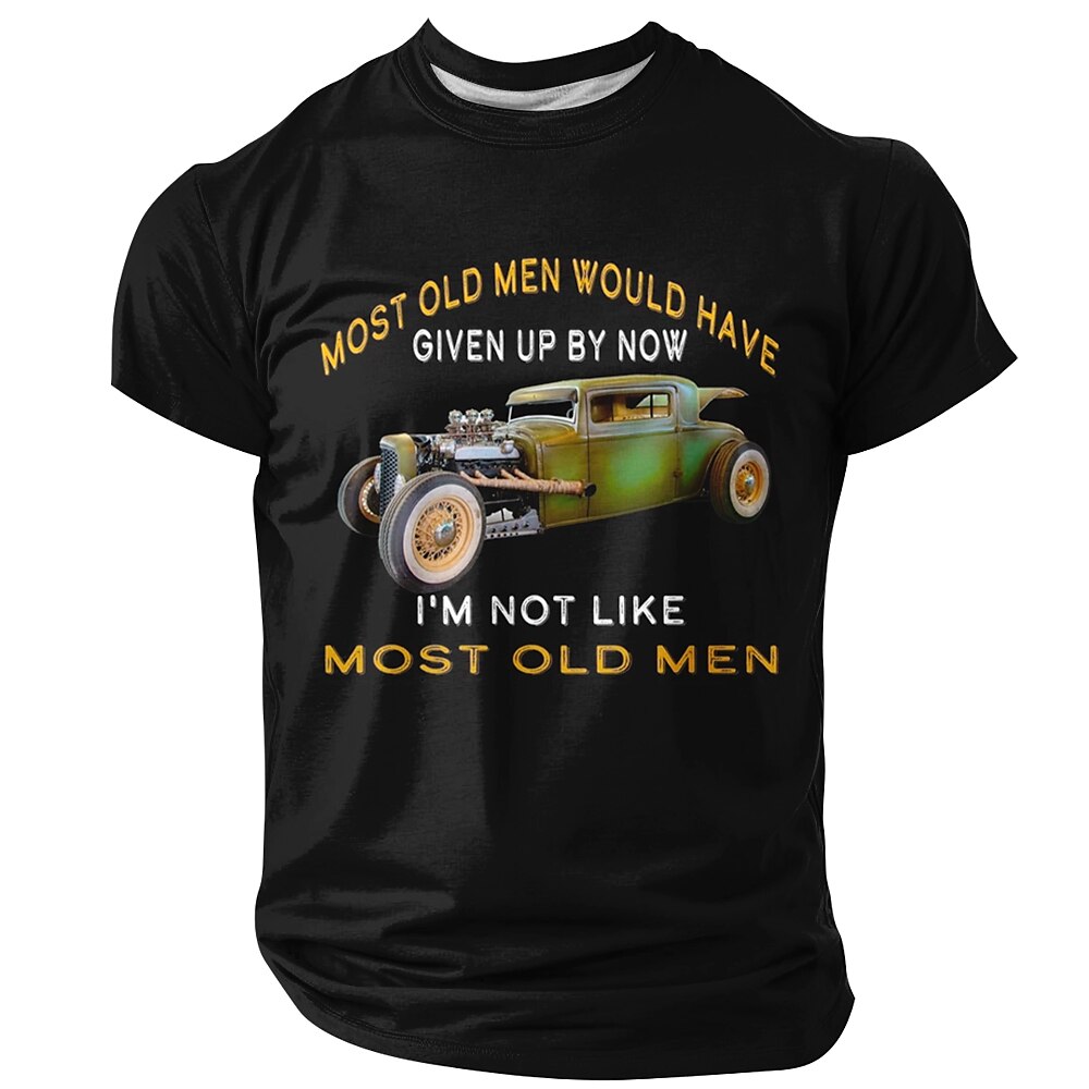 Old Man Hot Rod Graphic Muscle Car Shirt