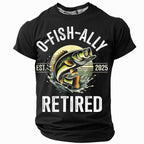 Officially Retired Fishing Est 2025 Funny Angler Graphic Tee