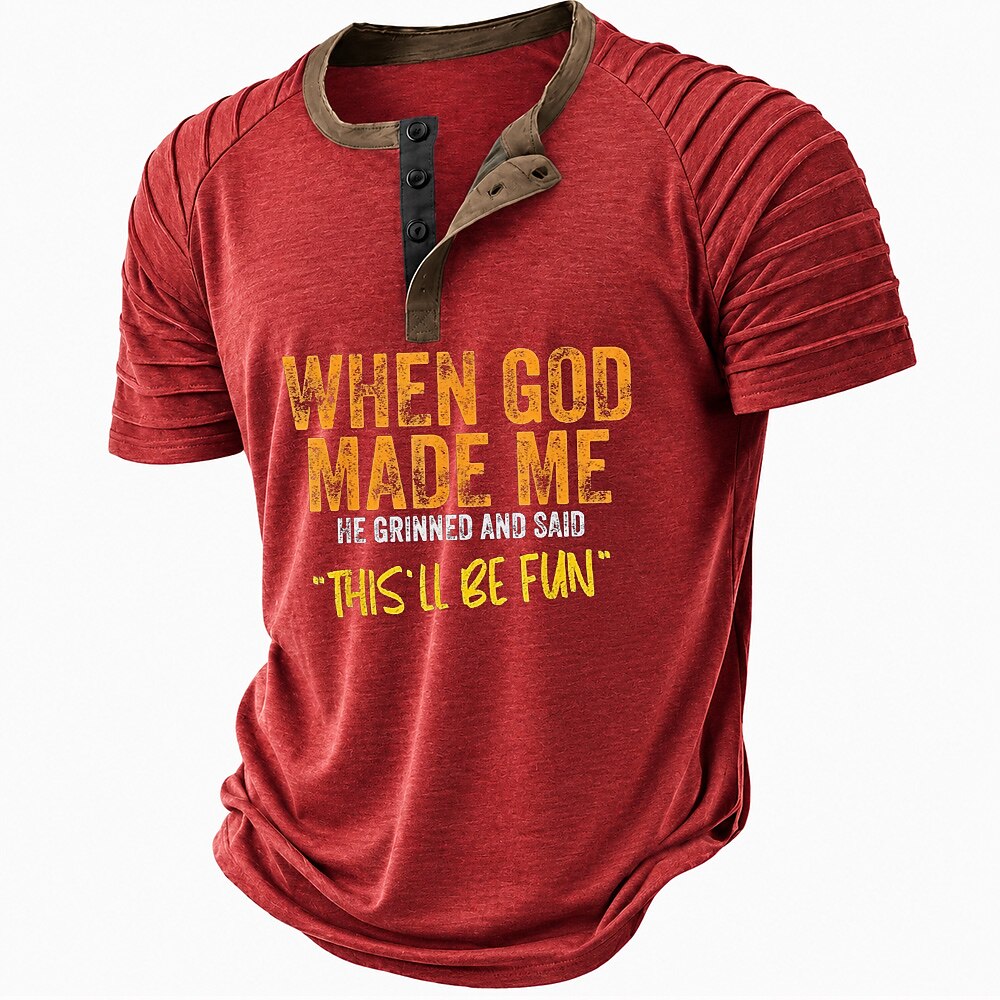 Classic Old Man Casual Henley Funny Graphic Print Tee