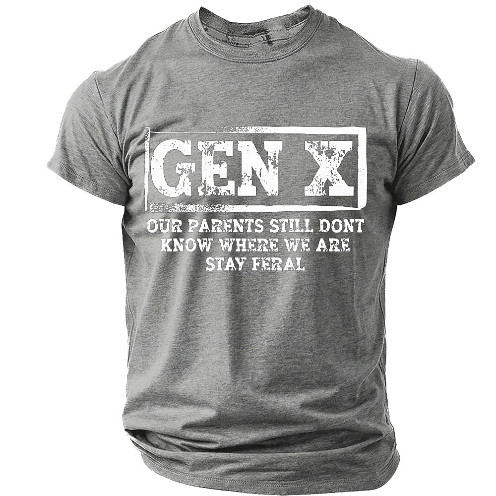 Vintage Stay Feral Gen X Humor Quote Tee