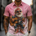 Cartoon Guitarist Old Man Music Player Short Sleeve Shirt