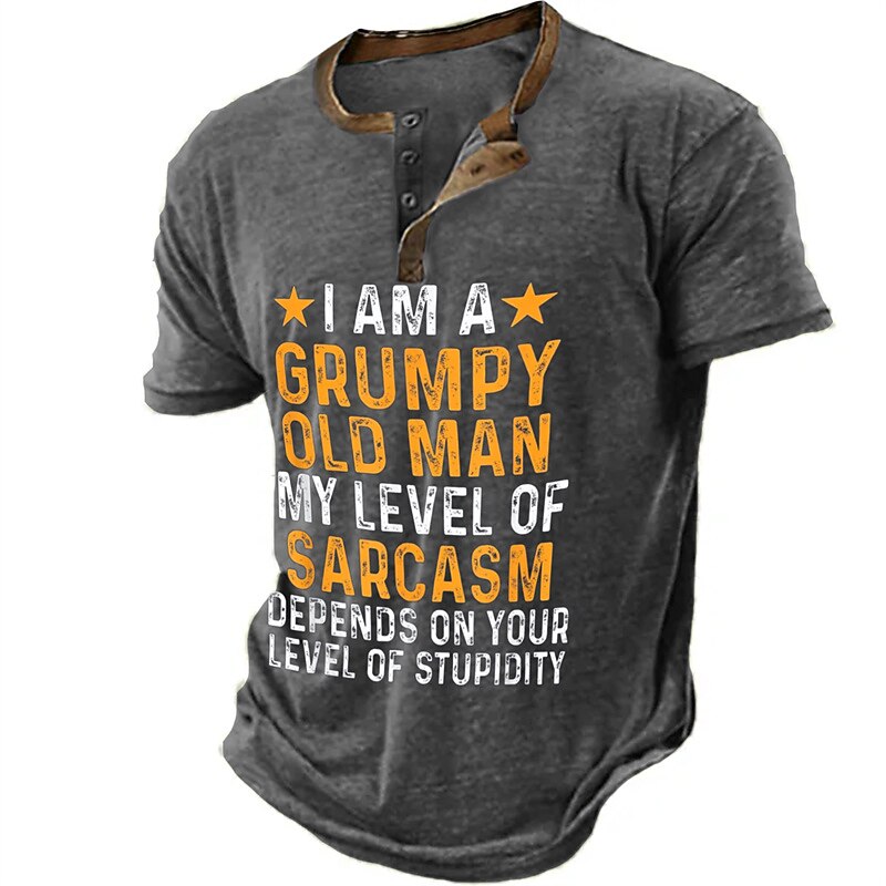 Grumpy Old Man Sarcasm Funny Aging Graphic Henley Shirt