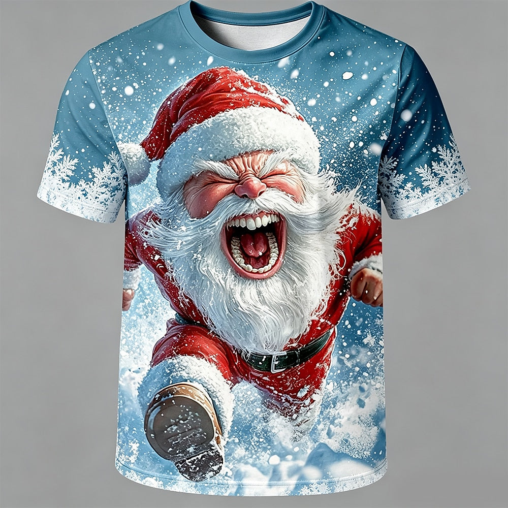 Santa Claus Christmas Artistic Street Graphic Short Sleeve Tee