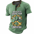 Retro Fix Stuff Handyman Inspired Short Sleeve Henley Shirt