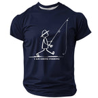 Going Fishing Stickman Funny Outdoor Angler Graphic Casual Tee