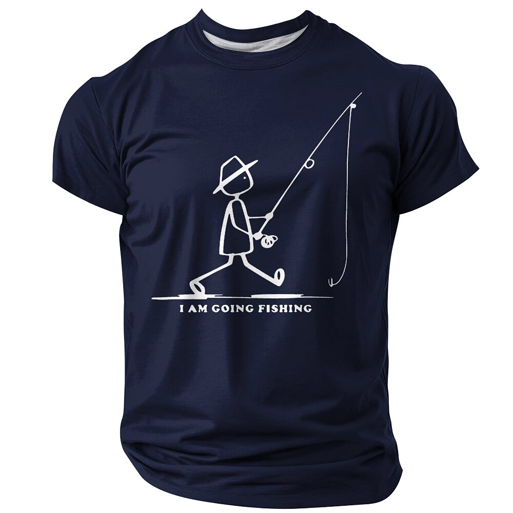 Going Fishing Stickman Funny Outdoor Angler Graphic Casual Tee