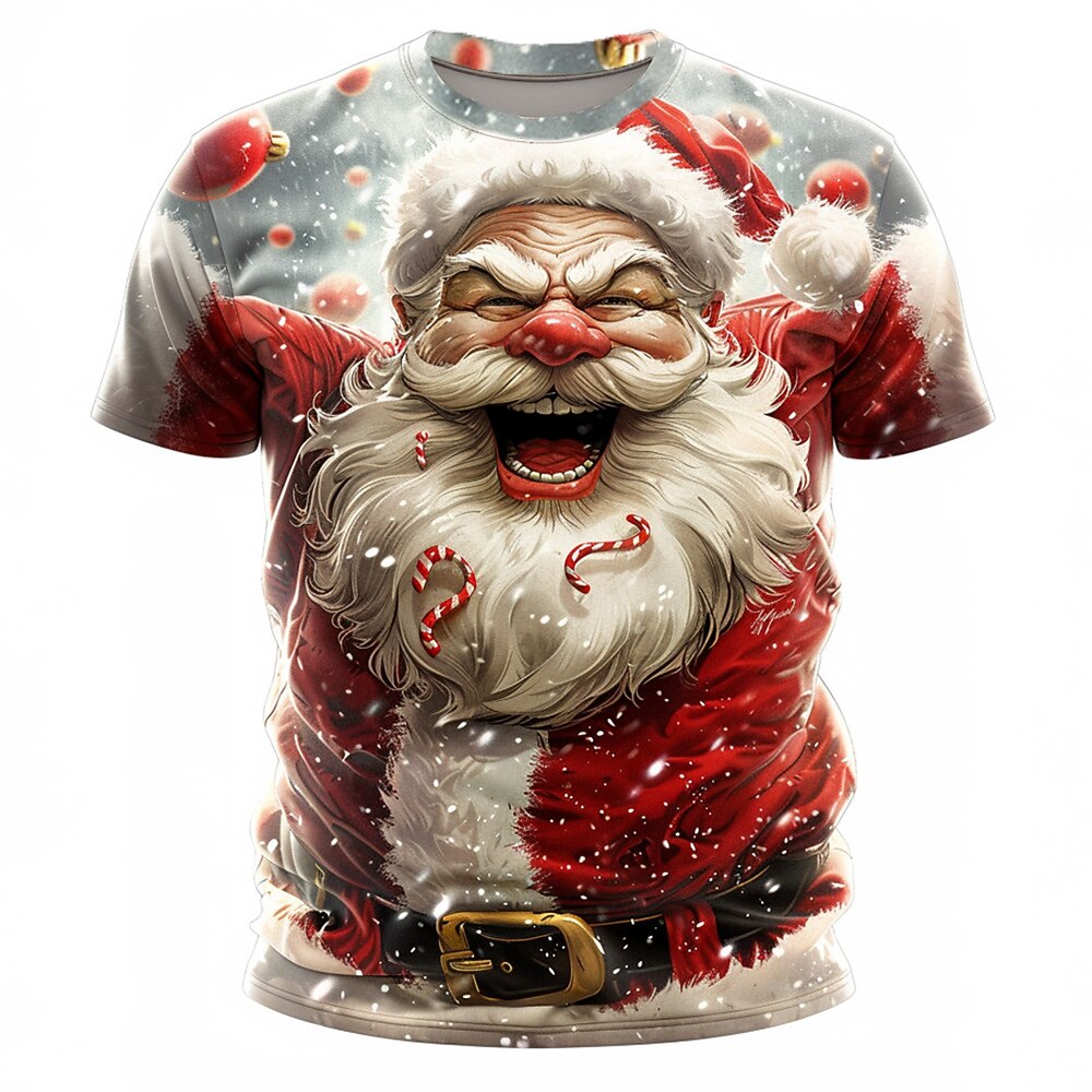 Santa Claus Christmas Athleisure 3D Graphic Short Sleeve Tee