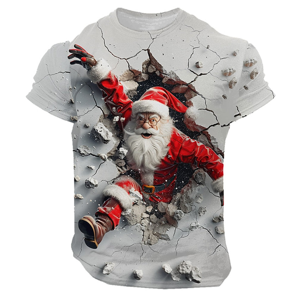 Santa Claus Christmas Casual Street Sports Outdoor Graphic Tee