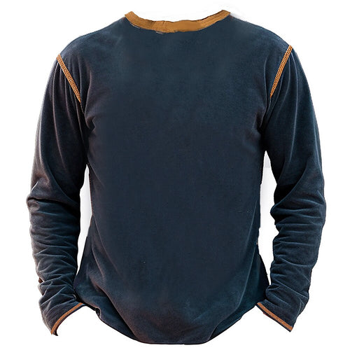 Classic Letter Graphic Casual Long Sleeve Old Man Henley