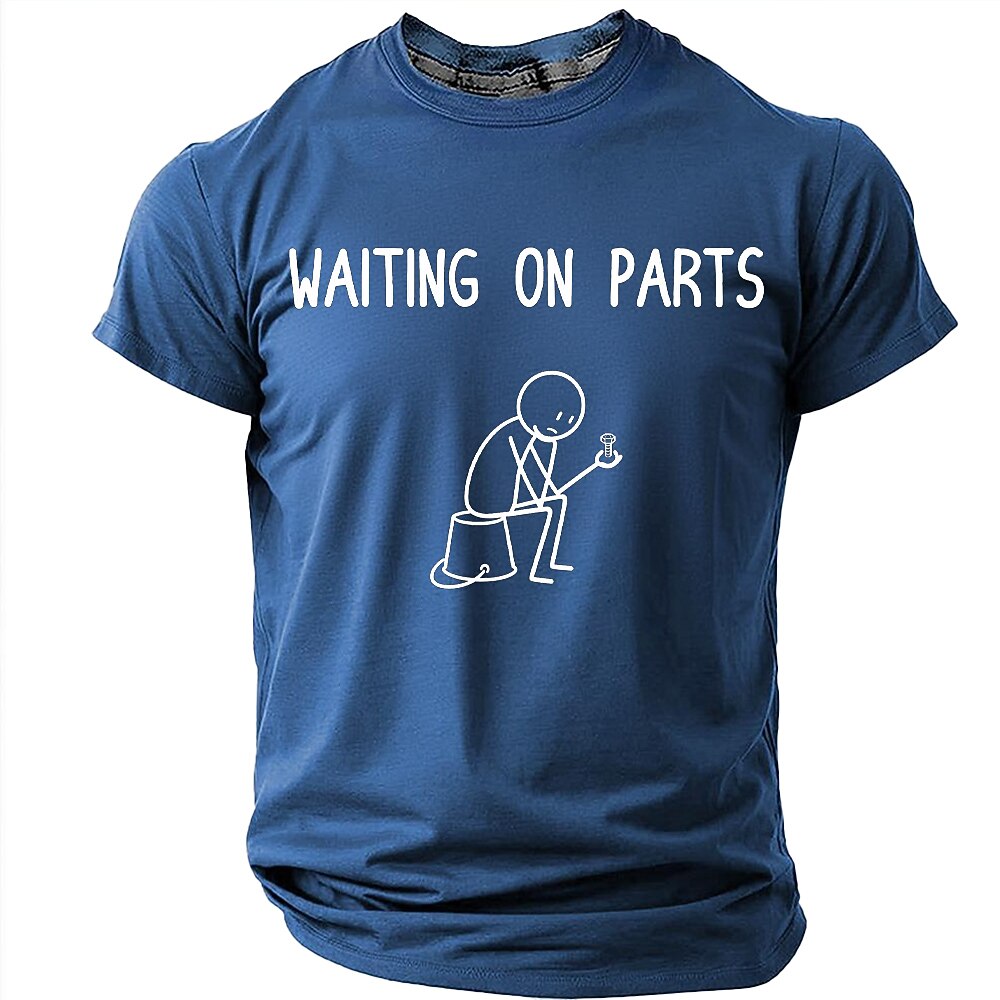 Waiting On Parts Stick Figure Mechanic Humor Graphic Tee
