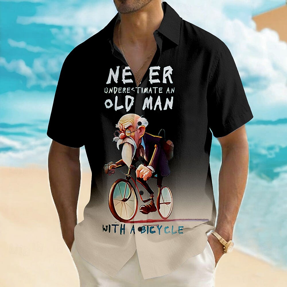 Funny Bicycle Old Man Riding Slang Short Sleeve Shirt