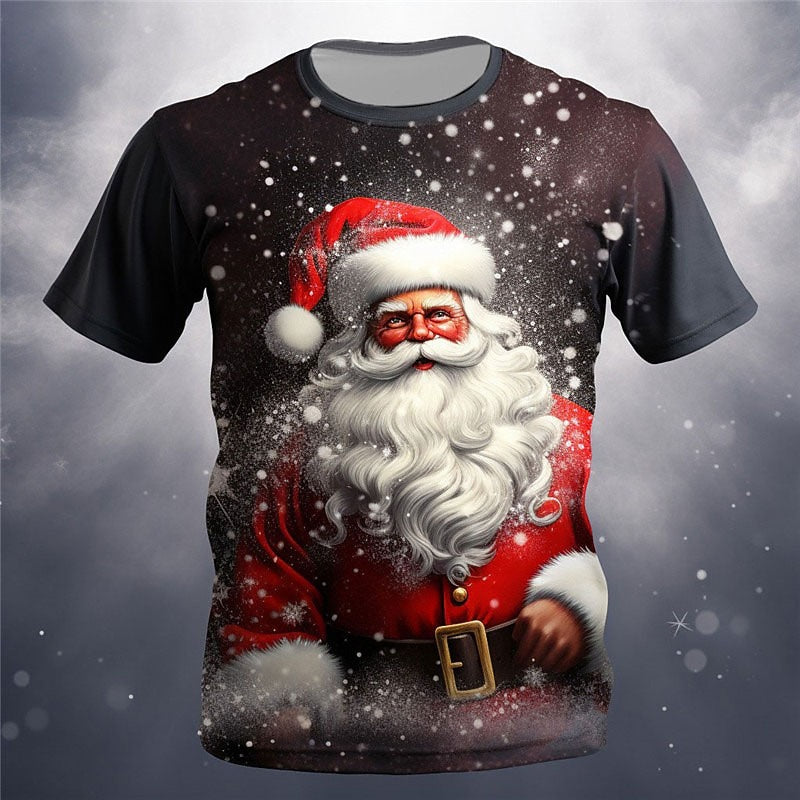 Santa Claus Christmas Snowflake Retro Vintage Graphic Holiday Tee