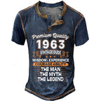 1963 Man Myth Legend Vintage Dude Birthday Graphic Henley