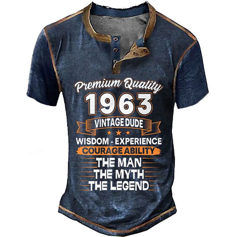 1963 Man Myth Legend Vintage Dude Birthday Graphic Henley