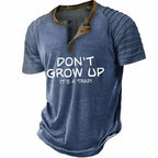 Funny Slang Old Man Casual Henley Graphic Print Tee