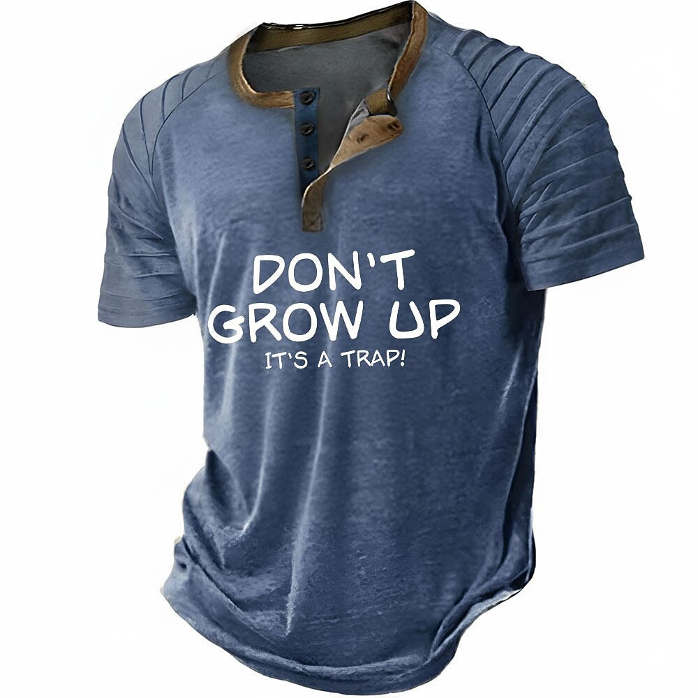 Funny Slang Old Man Casual Henley Graphic Print Tee