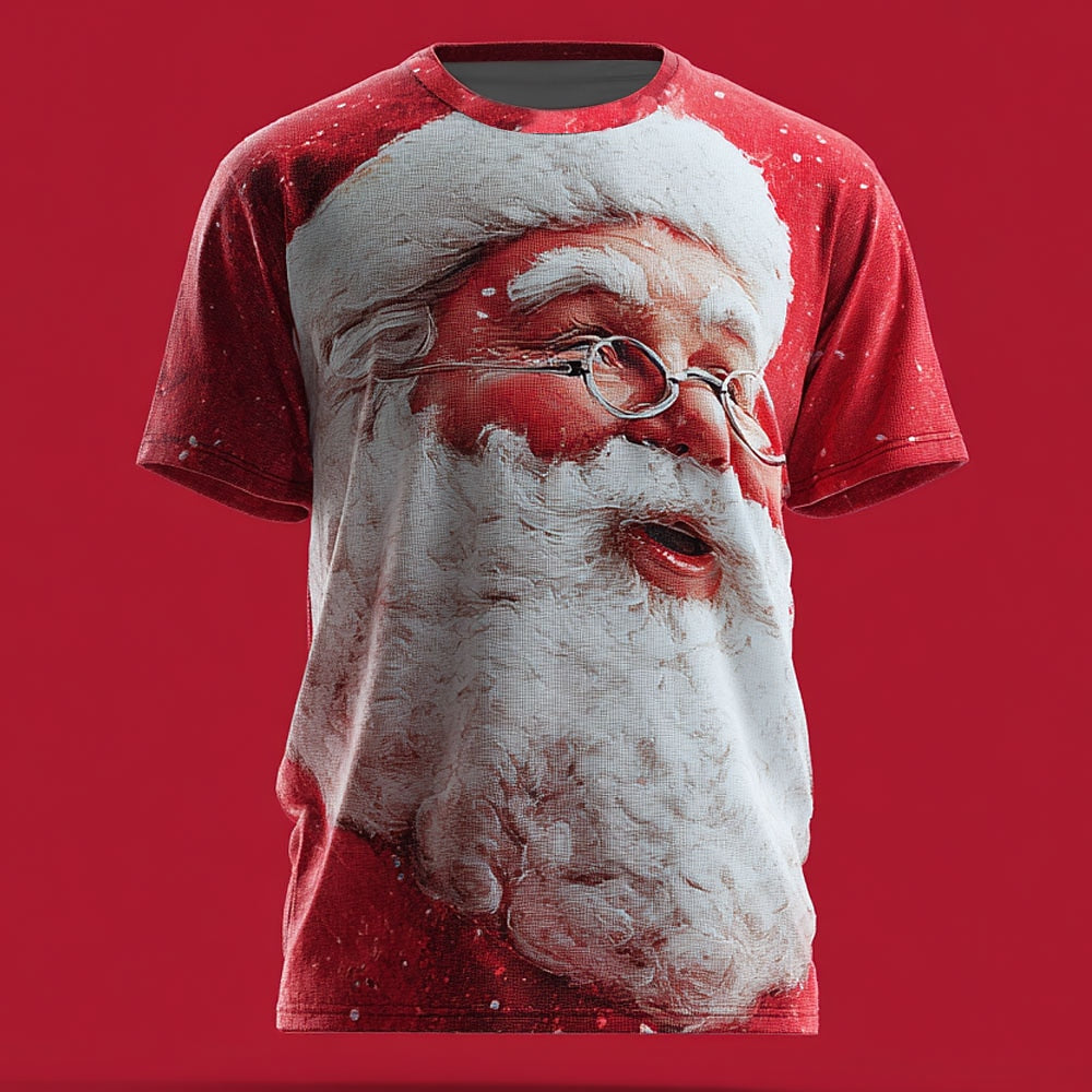 Cartoon Santa Claus Christmas Designer Street Party Graphic Tee