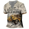Old Man Vintage Classic Car Graphic Henley Shirt