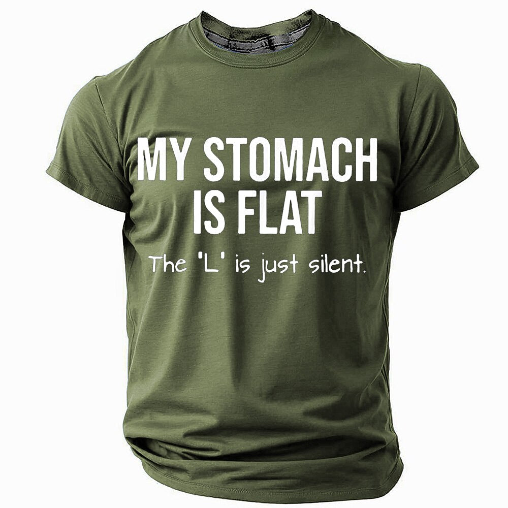My Stomach Is Flat Silent L Funny Graphic Tee