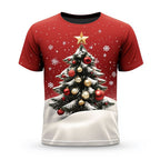 Festive Christmas Tree Holiday Street Graphic Short Sleeve Tee