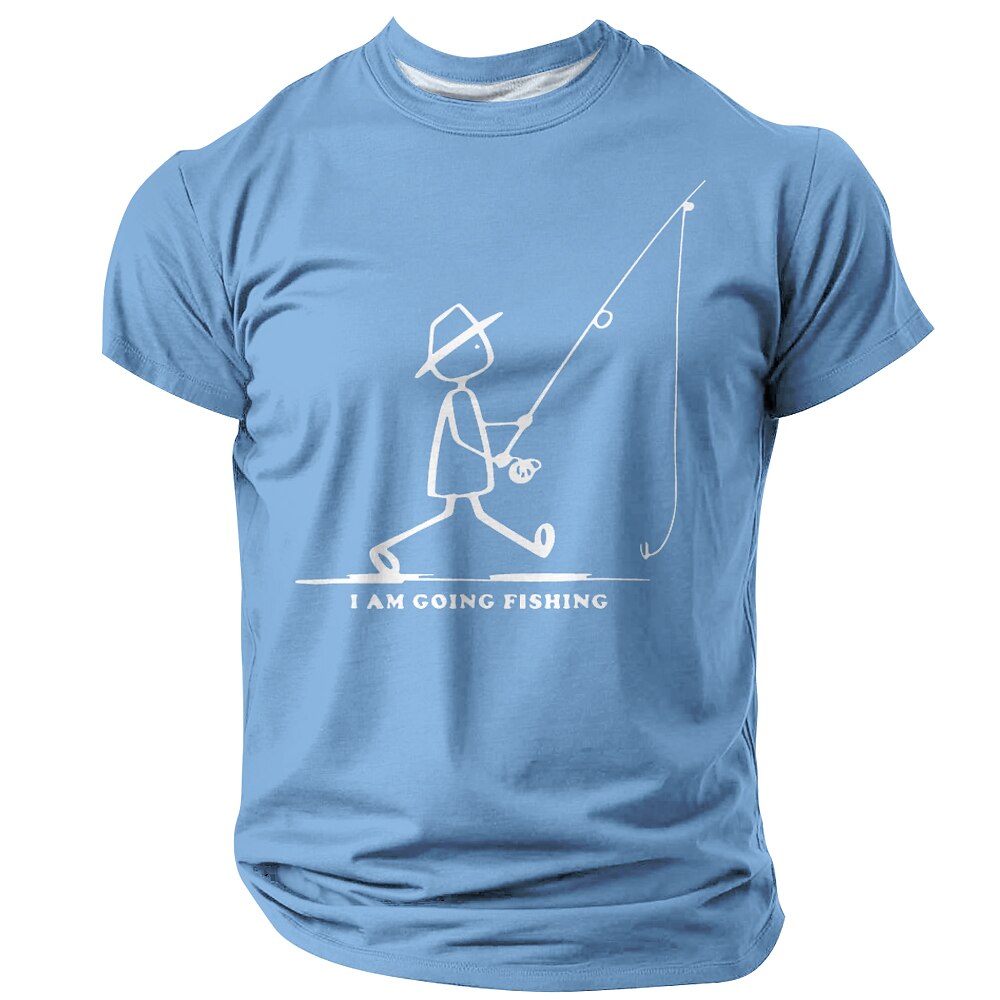 Going Fishing Stickman Funny Outdoor Angler Graphic Casual Tee