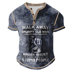 Classic Old Man Text Humor Short Sleeve Henley Shirt
