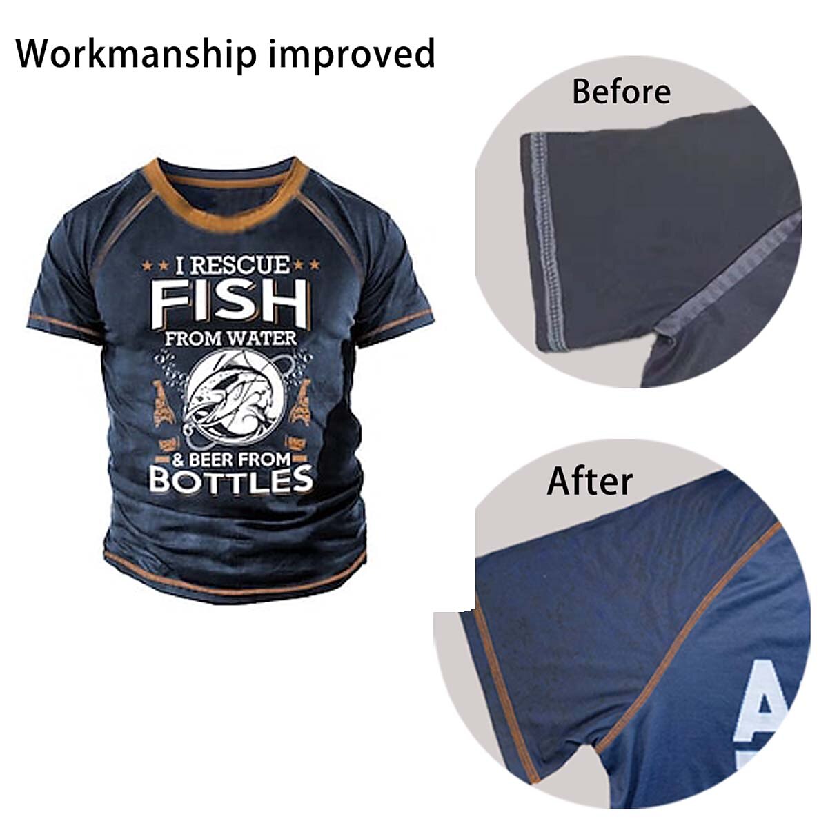 I Rescue Fish And Beer Funny Fishing Graphic Tee