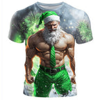 Muscle Santa Claus Christmas Casual Sports Outdoor Graphic Tee