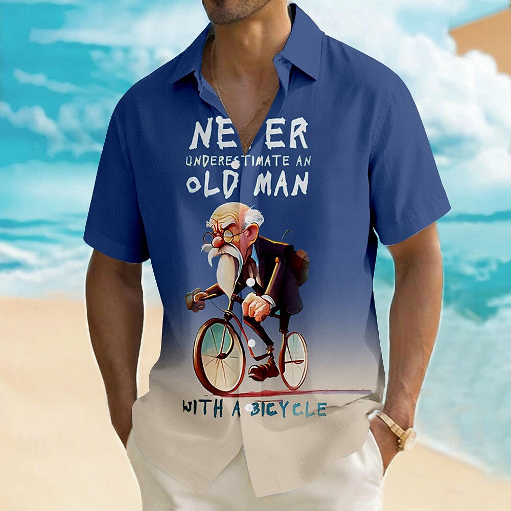 Funny Bicycle Old Man Riding Slang Short Sleeve Shirt