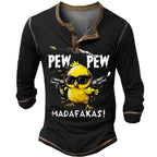 Old Man Chick Funny Vintage Long Sleeve Graphic Henley