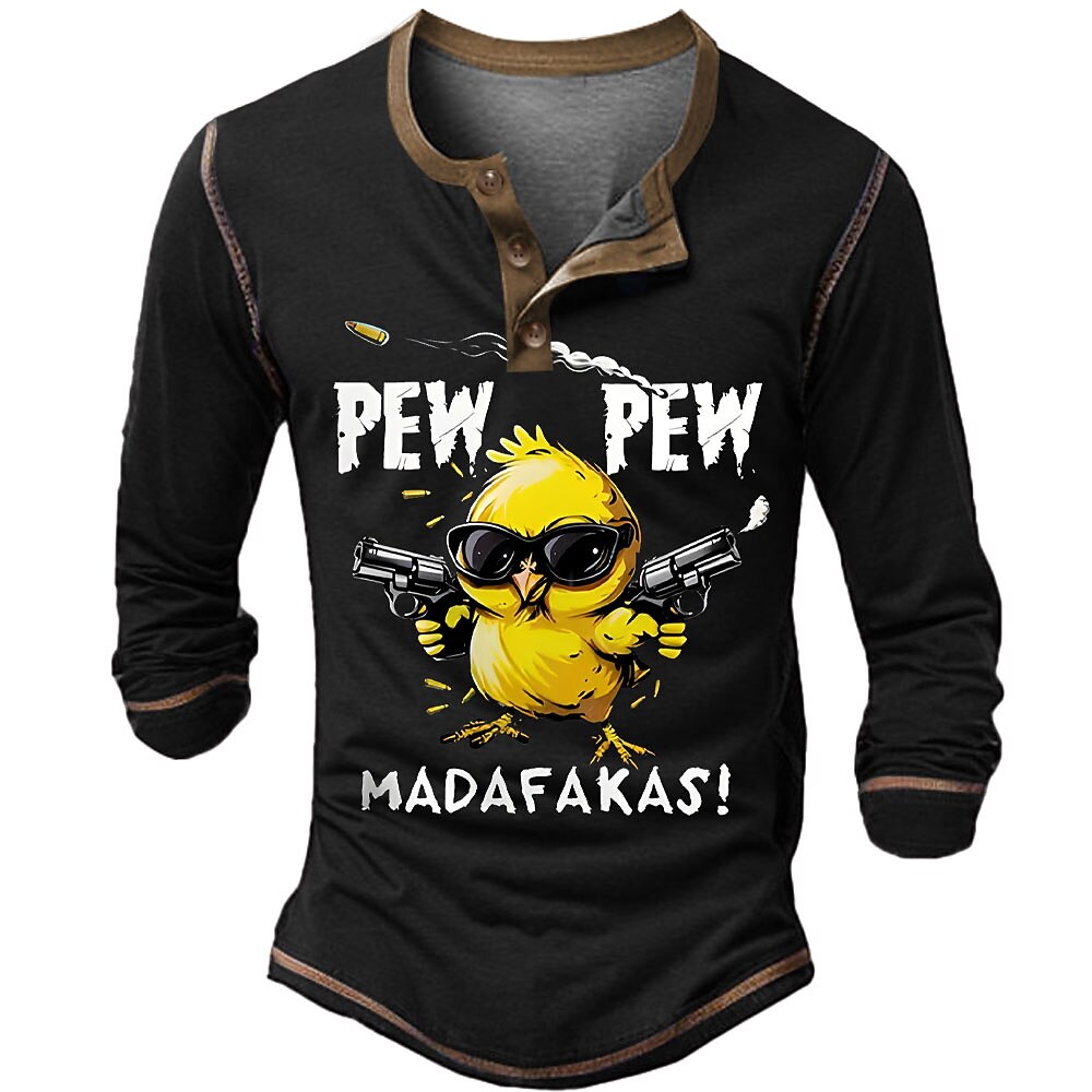 Old Man Chick Funny Vintage Long Sleeve Graphic Henley