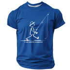Going Fishing Stickman Funny Outdoor Angler Graphic Casual Tee