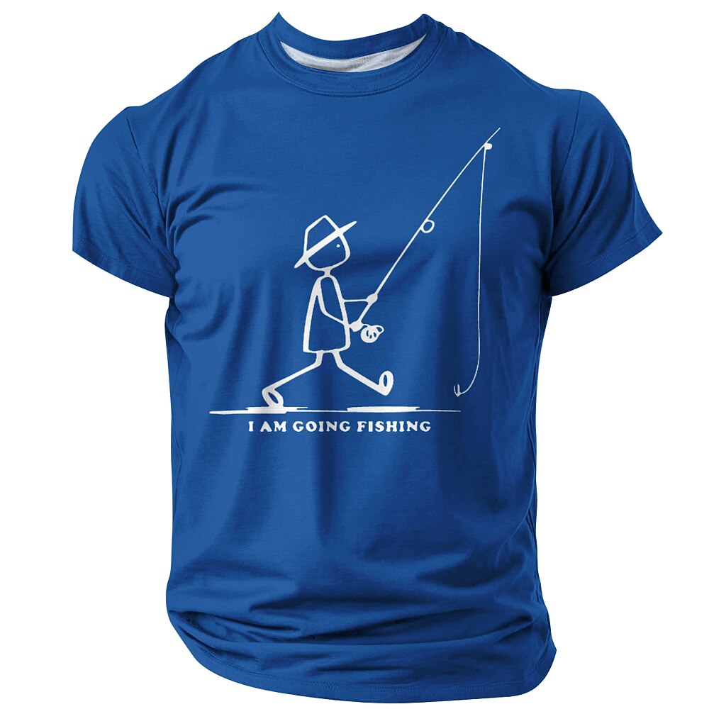 Going Fishing Stickman Funny Outdoor Angler Graphic Casual Tee