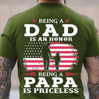 Dad Honor Papa Priceless American Flag Family Graphic Tee