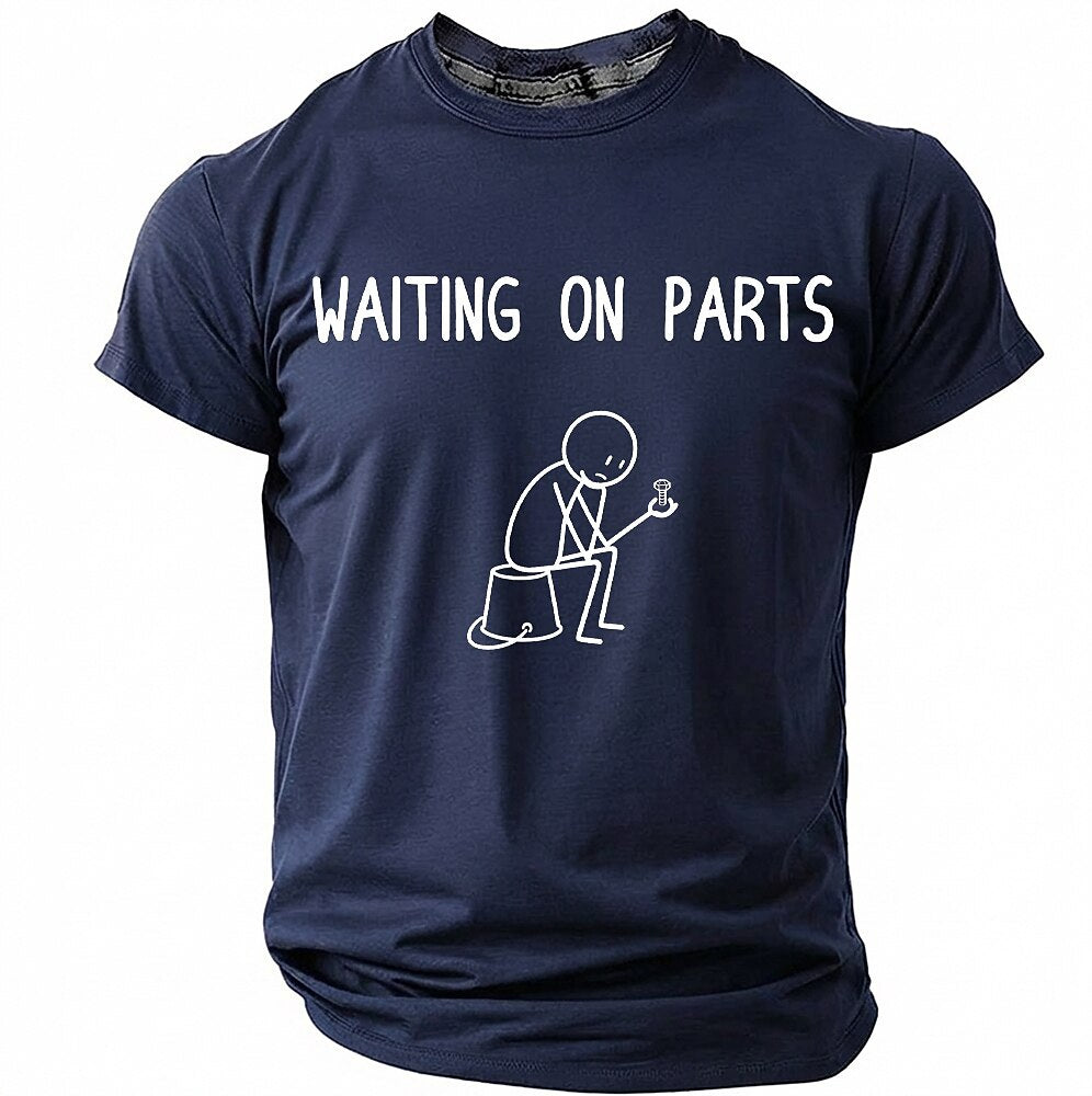 Waiting On Parts Stick Figure Mechanic Humor Graphic Tee