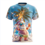 Santa Claus Christmas Beach Party Vacation Graphic Casual Tee