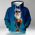 Beer Old Man Drawstring Pocket 3D Print Outdoor Graphic Hoodie