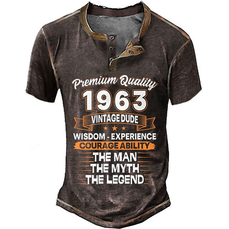 1963 Man Myth Legend Vintage Dude Birthday Graphic Henley