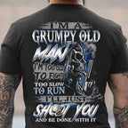 Grumpy Old Man Skull Gun Dark Humor Graphic Tee